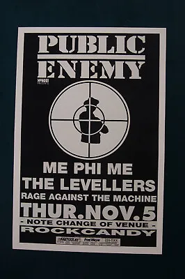 $4.50 • Buy Public Enemy Concert Poster 1992 Rock Candy Seattle