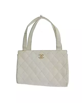 Pre Loved Chanel Elegant White Leather Bag With Unique Stitching  -  Handbags • $1315