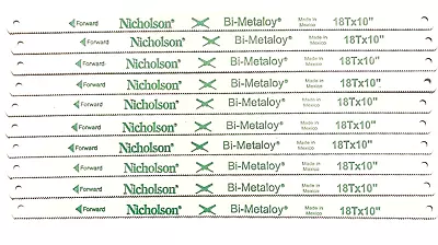 Nicholson Bi-Metaloy 10  X 18 TPI Hacksaw Blades 1/2  Width 10 Pack • $12.75