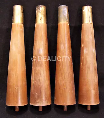 MCM Vintage Wood Furniture Legs 4-8  Brown Brass Tapered PLEASE READ Good Set X6 • $29.95