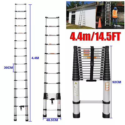 EN131 4.4m Telescopic Extension Aluminum Step Ladder Folding Multi Purpose 14FT • $89.60