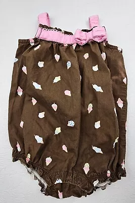 Gymboree Baby Girls Size 3-6 Months Bubble Romper Ice Cream Cones 2009 Cotton  • $11.31