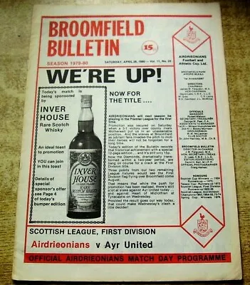 £0.99 • Buy Airdrie Home Programmes 1971/72 To 1990/91