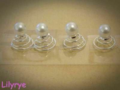 £3.99 • Buy Crystal / Pearl Flower Silver Hair Jewels Swirl Twist Coils Bridal / Prom