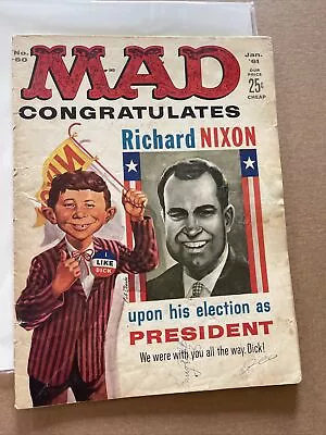 MAD Magazine #60 Jan 1961 1st Spy Vs Spy KENNEDY NIXON Flip Cover Good Ship Incl • $24.90