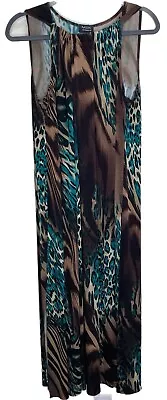 MSK Woman Maxi  Dress Size 2X Animal Print On Black High Side Slit Sleeveless • $15