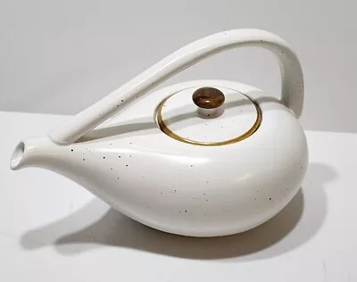 Mikasa White With Black Speckles Brown Trim Genie / Alladin Style Tea Pot New • $24