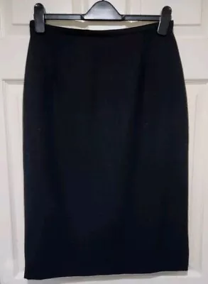 Ladies Black Pure New Wool Knee Length Pencil Skirt With A Back Split - Size 14  • £1.99