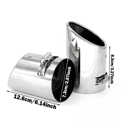 Twin Exhaust Tail Tip Pipe Trim Dual Muffler Sport Chrome Universal 52~73mm • $27.83