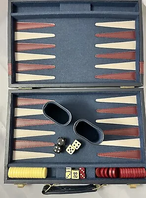 Vintage Travel Backgammon In Faux Leather Case PLUS Extra Dice • $12