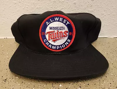 Vintage 90's Minnesota Twins 1991 AL West Champions Snapback Hat Cap Throwback • $15.99