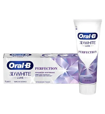 View Details Oral-B 3D White Luxe Perfection Mint Toothpaste Whitening Enamel Protect 75ml X2 • 9.29£