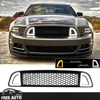 Fits 2013 2014 Ford Mustang Non-Shelby Unpainted Front Bumper Grille W/ LED • $70.85