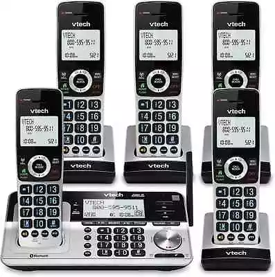 VTech VS113-5 Extended Range 5 Handset Cordless Phone For Home (Black/Silver) • $84.99