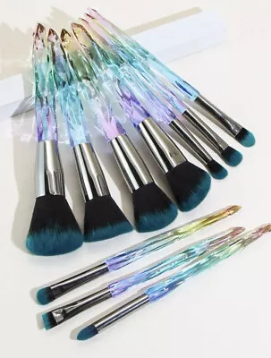 Diamond Crystal Makeup Cosmetic Brush Set 10 Pcs Bundle Set Super Soft Brushes • $22.45