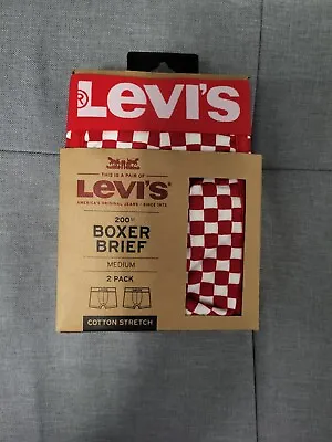 Levi's Boxer Briefs 2 Pack Red/White Blue Size Medium BRAND NEW WITH BOX • £17