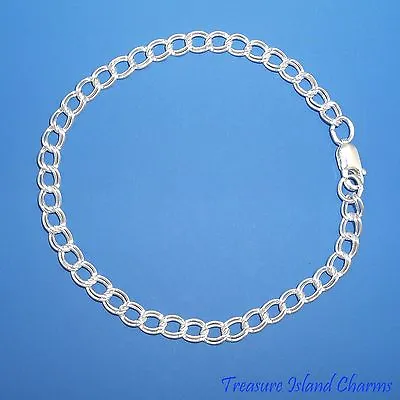 7  4mm Double Link Solid 925 Sterling Silver Traditional Charm Bracelet • $22.95