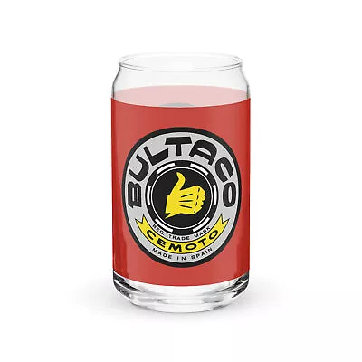 Bultaco Red & Silver Emblem Moto Drinking Glass Vintage MX Motocross NEW • $20