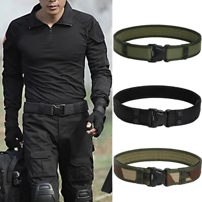 £1.99 • Buy Quick Release Work Belt Black Tactical Men Army Nylon Webbing Military Waistbelt