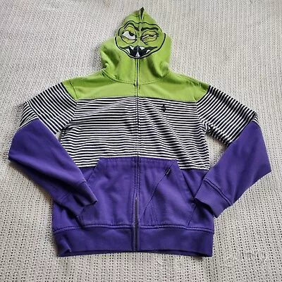 Volcom Zip Up Cartoon Face Mask Hoodie Youth Size Medium Purple Green • $19.99