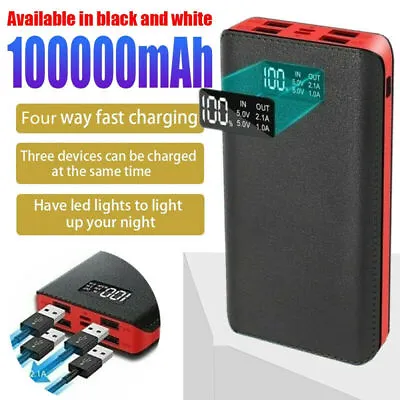 $28.99 • Buy 100000mAh Portable Power Bank USB Battery Charger Powerbank For IPhone Mobile