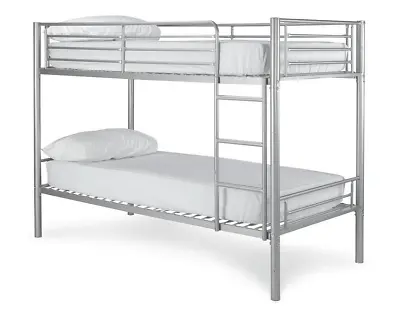 £164.50 • Buy Metal Single Bunk Bed - Single 3ft - Silver Twin Sleeper - With Or Without Matts