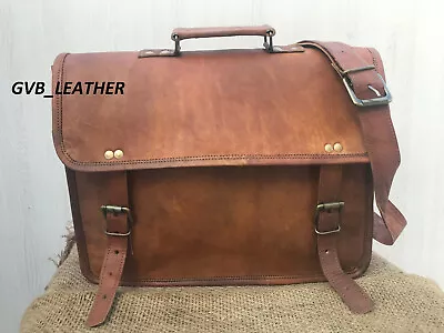 Vintage Camel Leather Men's Case Shoulder Bag Messenger Documents Laptop Case • $63.13