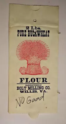 Vintage Paper Sack Bag - PURE BUCKWHEAT BOLT MILLING WILLIS VA NO DATE • $15