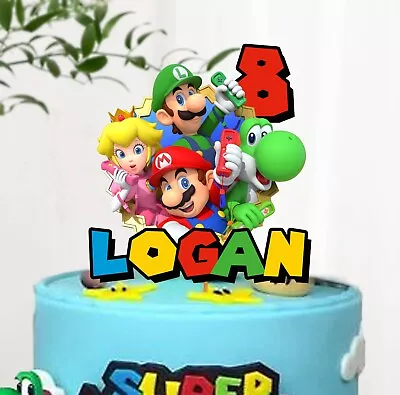 Super Mario Brothers Cake Topper Kids Birthday Party Personalised • $5.95