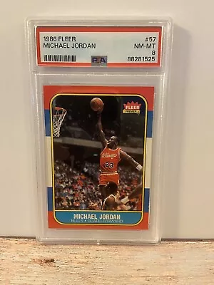 1986 Fleer Basketball Michael Jordan #57 RC PSA 8 • $6900