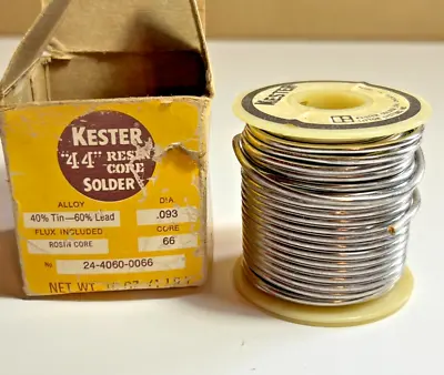 Vintage Kester  44  Rosin Core Solder 16 Oz .093 Dia 66 Core #24-4060-0066 • $39.95
