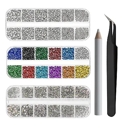 9048x Mixed Flat Back Rhinestones Kit Nail Art Decorations For Nail Art • £9.26