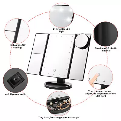 10x Magnifying LED Lighted Makeup Mirror Gooseneck USB Tabletop Bathroom Bedroom • $34.99