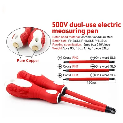 2-In-1 Dual Head Screwdriver Electrical Tester Pen 500V Voltage Detector Tool • $9.15