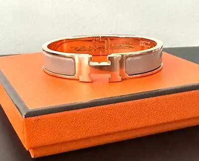 Hermes Clic H Bracelet  Marron Glace Rose Gold Bangle Brand New • $595