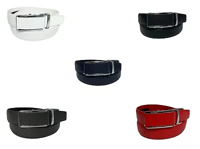 Men's Leather Ratchet Track  Belt With Matching Buckle / Steel Frame   • $14.99
