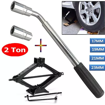 New Scissor Jack 2 Ton W Handle+Spare Tire Repair Tool Kit Extendable Lug Wrench • $29.90