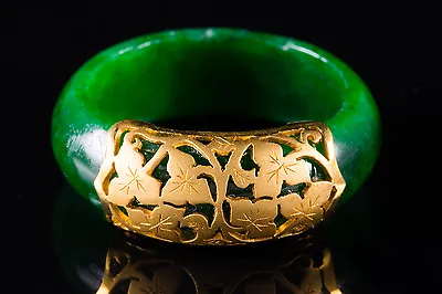 STUNNING MAWSITSIT RING W. HANDMADE SOLID 18K LEAVE GOLD  • $759