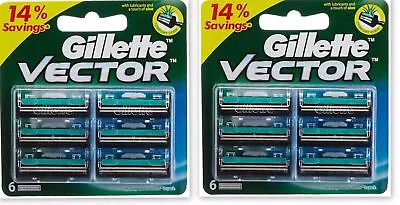 Gillette Vector Cartridges 12 Pcs Blades Fits Contour Atra Plus Refills • $28.63