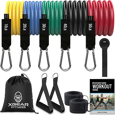 11Pcs Resistance Bands Set Home Workout Exercise Yoga Crossfit Fitness Training • $24.99