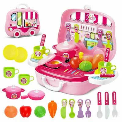 £12.99 • Buy Kids Kitchen Play Set Portable Little Chef Toy With Food Accessories Carry Case