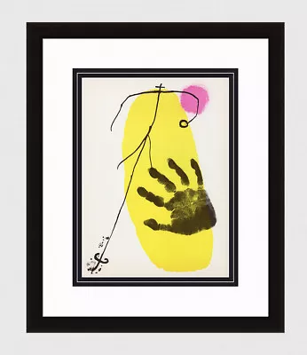 MIRO 1956 ORIGINAL COLOR Lithograph M226  Hand On Yellow Background  Framed COA • $636.75