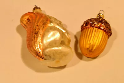 Squirrel And Acorn Nut Glass Ornaments Christmas Xmas Holiday Decorations (2) • $15.99