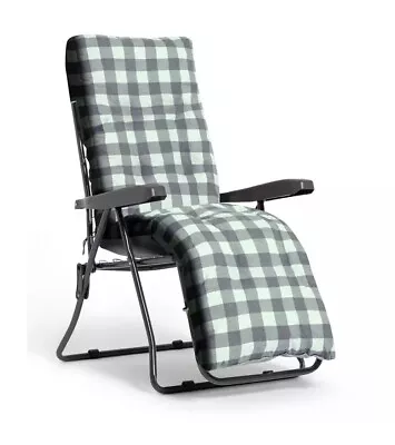 Home Check Folding Recliner Garden Chair - Grey - 1 Year Guarantee • £39.99