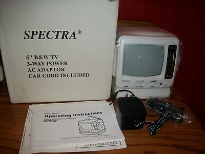 Spectra 52-BWR 5  Portable B&W Television W/ AM/FM Radio 3 Way Power • $46.99