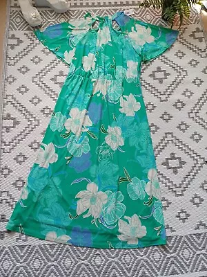 Gorgeous Green Mix Floral Cut Out Neck Midi  Maxi  Detail  Dress 👗18 20  Bnwt  • $19.91