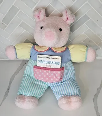 Eden Vintage Pastel Pink Pig Plush Stuffed Animal W/Three Little Pigs  Book 1996 • $29.95