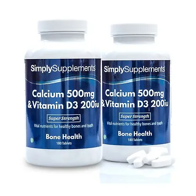 £18.99 • Buy Calcium 500mg & Vitamin D3 200iu * 360 Tablets * For Bone Health