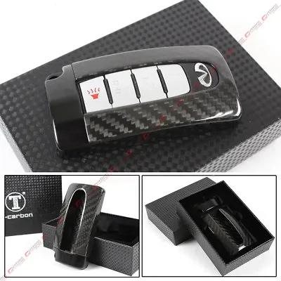 Black Gtr Style Carbon Fiber Key Fob Case Cover For Infiniti Q50 Q60 Q30 G37 G35 • $77.95