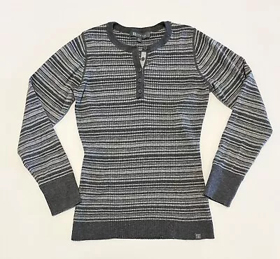 Title Nine Henley Sweater Merino Wool Blend Ribbed Size L Large Striped • $28